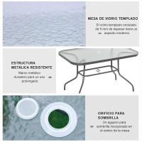 Mesa de Jardín Exterior de Metal Rectangular con Borde Curvado Capacidad de 70kg Vidrio Templado - details 14