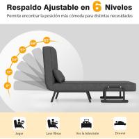 Sofá Cama Convertible Silla de Dormir Individual Tri-Fold con Respaldo Ajustable de 6 Posiciones, Cojín Desmontable y Asiento Tapizado Estructura Metálica Plegable (Azul) - details 15