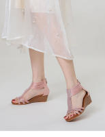 Sandalias de cuña para mujer, novedad de verano 2025, suela gruesa, talla grande, informales, versátiles, con suela suave, sandalias romanas para mujer - details 3
