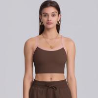 Hamidou-Sujetador deportivo de nailon para mujer, camiseta sin mangas de Color sólido, transpirable, de secado rápido - details 6