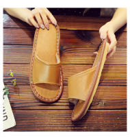 Casa antideslizante fondo suave salón de belleza piso de madera interior color sólido zapatillas de cuero para hombres y mujeres - details 30