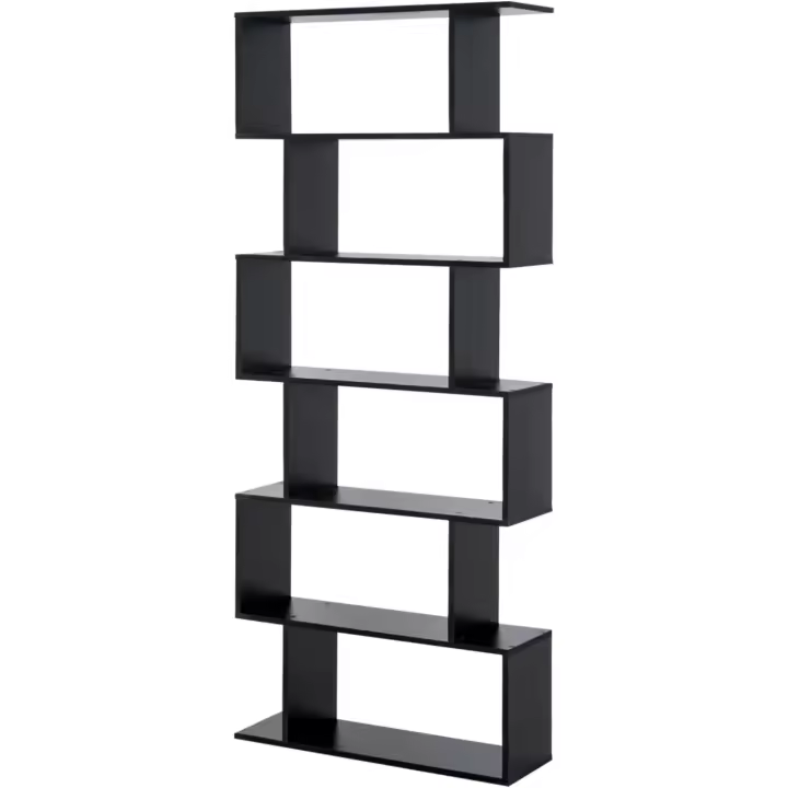 Estantería para Libros Moderna Librería con 6 Estantes para Comedor Salón Estudio 80x23x192 cm Negro - 1