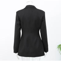 Minivestido Blazer negro a la moda para mujer, vestido elegante de cintura alta con cuello de pico y manga larga con una hilera de botones, Vestidos de viaje para mujer 2024 - details 1