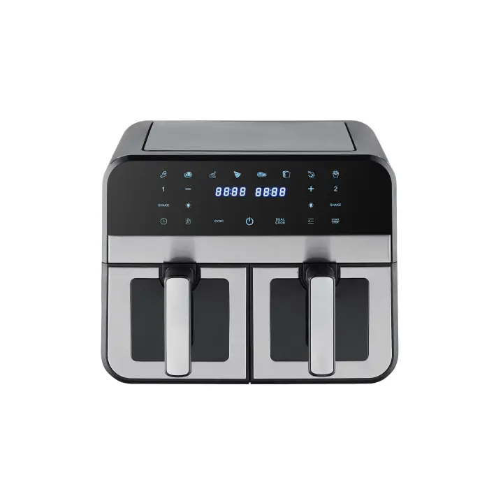 Freidora de aire sin aceite, doble, gran capacidad 9L, 8 programas preestablecidos, ventana de visualización digital Freidora de aire sin aceite seca 4.5L+4.5L, freidora de aire sin aceite 2500W, - 1