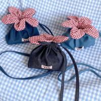 Paquete ligero de bolsillo con cordón de flores, bolsa de almacenamiento, bolso de flores de estilo coreano, bolso de hombro de mezclilla satinado a cuadros, compras - details 10