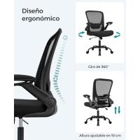Ergonómica, Soporte Lumbar, Oscilante, Asiento de 53 cm, Apoyabrazos Abatibles, Negro OBN037BKV2 - details 3