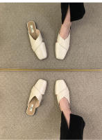 Baotou media zapatillas desgaste primavera y verano, nuevo diseño de nicho sentido un pedal moda casual plana fresca zapatillas - details 10