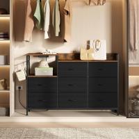 Cajonera para armario, cómoda dormitorio 8 cajones de tela, estantes de madera, cómoda de salón, cajas organizadoras, estructura metálica, estilo industrial - details 35