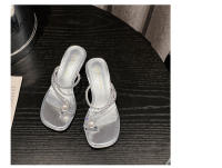 Zapatillas de Tacón Grueso y Perla de Diamante de Imitación Diseño de Cabeza Cuadrada Tacón Alto - details 19