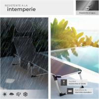 Silla Plegable de Aluminio para Exteriores Tumbona Playa Reclinable en 6 Posiciones, Tumbona Piscina Resistente a Intemperie Gris - details 2