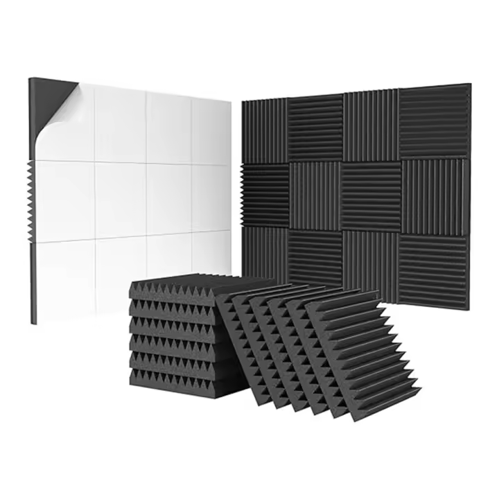 Paneles de espuma acústica autoadhesivos, diseño de pirámide, paneles de sonido para el hogar y el estudio, paquete de 24, 2x12x12 pulgadas - 1
