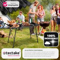 Mesa Camping Plegable con Altura Ajustable, Mesa Auxiliar de Aluminio con Topes, Mesa Exterior para Jardín, Terraza, Picnic, con Red de Almacenamiento y Bolsa de Transporte, 120x70,5x79 - Negra - details 8
