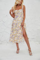Vestido midi de satén con tirantes finos para mujer, abertura frontal, hueco - details 21