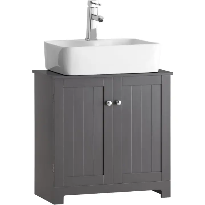 Armario de Baño de Suelo con 1 Estante y 2 Puertas 60 x 30 x 60 cm Ideal para Almacenamiento de Lavabo - 1
