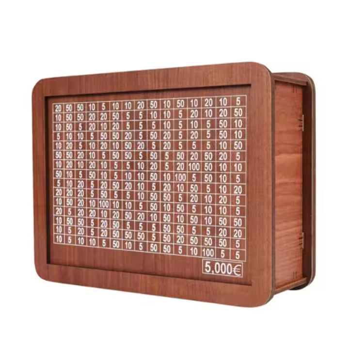 Hucha de madera para adultos y niños, caja de dinero con mostrador, lata de ahorro de dinero, caja de dinero con objetivo de conteo, 5000 Euros - 1