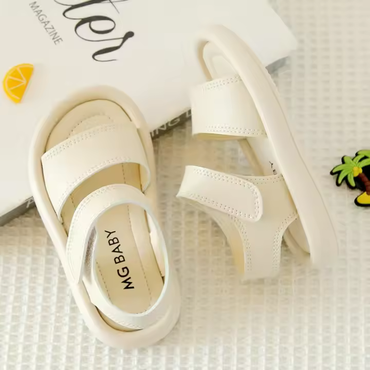 Sandalias de verano para niños y niñas, zapatos suaves y transpirables con gancho de color puro, a la moda, para la playa - 1