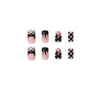 Parche para uñas de llama negra de 24 piezas, decoración perfecta, uñas postizas de larga duración para regalo de Navidad y Año Nuevo - details 0