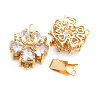 4 juegos de collares de flores de latón y circonita de Color dorado de 18K, cierres de conexión, suministros para hacer joyas Diy, accesorios para mujer - details 21