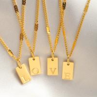 Collar de acero inoxidable dorado para mujer, joyas colgantes con letras - details 1