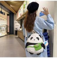 Bolso de hombro multifuncional informal con dibujos animados de Panda 3d para niños, mochila escolar, bolso cruzado con colgante de muñeco de peluche - details 17