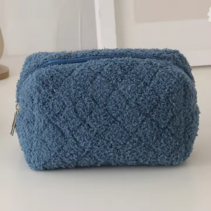 Bolsa de Cosméticos de Peluche Suave Monedero de Maquillaje con Cremallera para Mujeres - 1