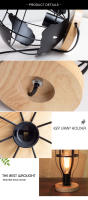 Modern LED Table Lamp AC 110V 220V Retro Vintage Wood E27 Light EU Plug For Bedroom Bedside Room Desk Decor Lamp Indoor Lighting - details 4