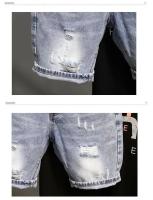 Pantalones cortos vaqueros a la moda para hombre, estilo veraniego, versión coreana, corte fino, marca Hip Hop, pantalones de longitud media para grupo pequeño - details 5