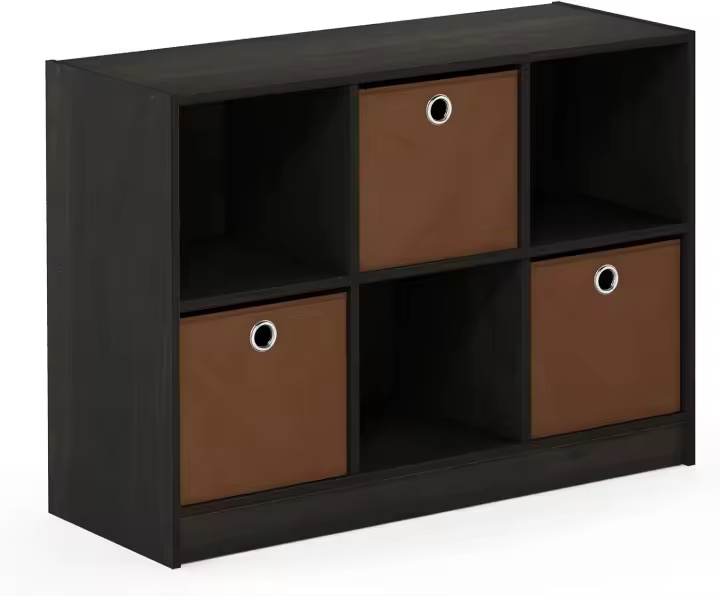 Librería Básica 3X2 con Compartimentos, Blanco / Negro, 99940Wh / BK - 1