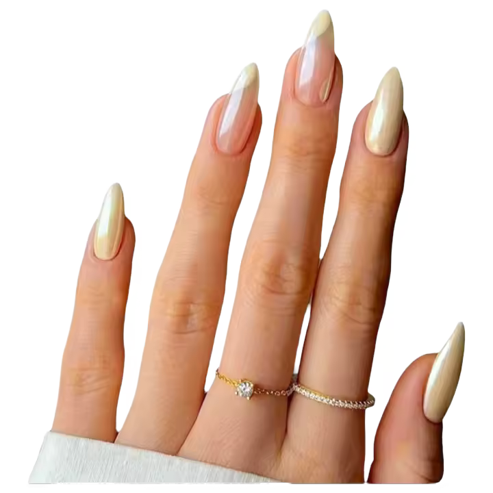 Set de 24 Uñas Postizas de Almendra Corta Francesa Uñas Postizas de Acrílico Amarillo Brillante - 1