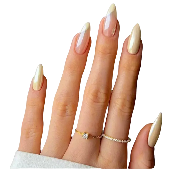 Set de 24 Uñas Postizas de Almendra Corta Francesa Uñas Postizas de Acrílico Amarillo Brillante - 1