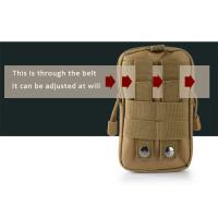 Riñonera Táctica Impermeable Sistema MOLLE con PortaTeléfono y Equipo de Supervivencia para Senderismo Camuflaje Multicam - details 1