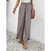 Pantalones de pierna ancha para mujer en verano Chic Moda elegante con cintura elástica y diseño floral - details 16