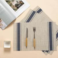 Manteles individuales a rayas para mesa de comedor, tapetes de PVC de vinilo tejido resistente al calor, lavables, 3 piezas - details 2