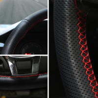 Protector para volante de coche de cuero Nappa con agujas, hilo Universal de 38cm de durabilidad, cubiertas de dirección para coche, accesorios DIY para coche - details 6