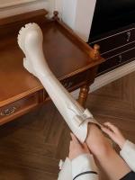Botas De Suela Gruesa ajustadas para Mujer, Nuevo Diseño Sentido Niño, Arco, Botas De Caballero Alto, 2024 - details 13