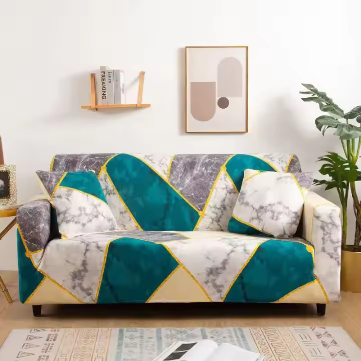 Funda elástica antideslizante para sofá, cubierta de tela antipolvo para sala de estar, Color sólido, ángulo elástico - 1