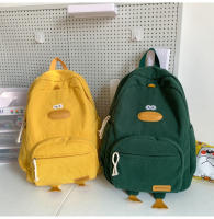 Dibujos animados estilo japonés ins lindo patito mochila femenina de pana informal mochila de campus estudiante universitario de secundaria. - details 15