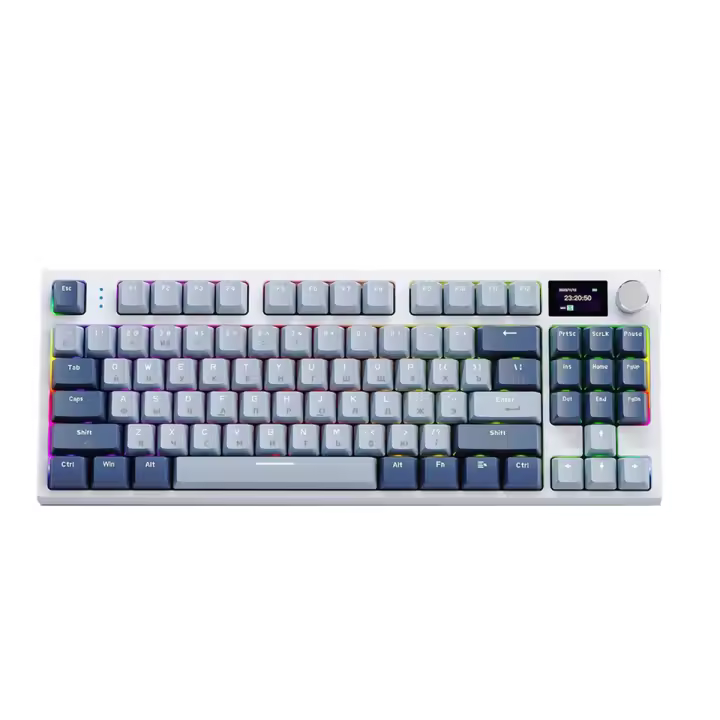 K86 Teclado mecánico ruso con trimodo RGB intercambiable en caliente, inalámbrico, Bluetooth, ruso, teclado para juegos, B - 1