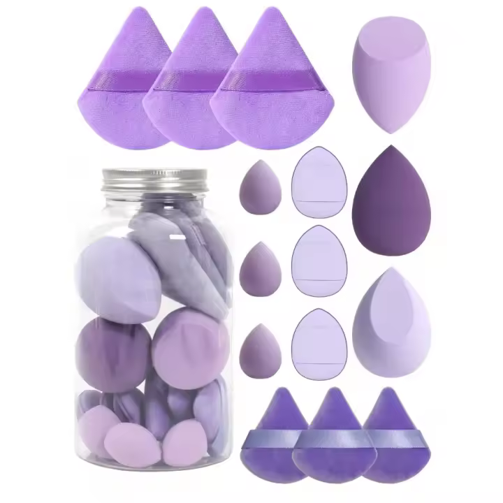 Conjunto de licuadora de belleza de color sólido, huevo de maquillaje de huevo de maquillaje de soplo de botella de deriva - 1