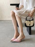 Diseño francés sentido nicho vestido negro tacones altos mujer stiletto estilo de hadas sandalias puntiagudas falda femenina - details 11