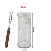 Cesta de Barbecue de Acero Inoxidable para Camping al Aire Libre con Malla de Alambre y Garfork Portátil Herramientas de Barbacoa Redonda - details 9