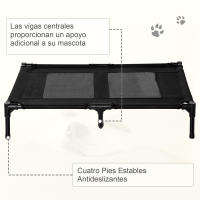 PawHut Cama elevada portátil para perros y gatos con área de malla transpirable y tela Oxford para interior y exterior 92x76x18 cm negro - details 3