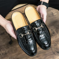 Sandalias con diseño de piedra sintética para hombre, zapatos con hebilla de herradura, tacón versátil, a la moda - details 0