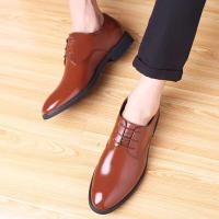 Cuero de negocios formal para hombres con altura interna aumentada, zapato único con suela suave, trabajo informal con cordones simples de estilo británico - details 1