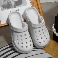Zuecos de plataforma calados para mujer, sandalias de playa antideslizantes de verano 2025, zapatillas de suela gruesa a la moda para mujer, calzado para jardín Eva - details 10