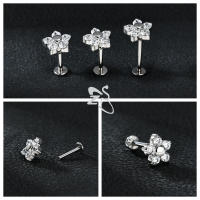 ZS 1 pieza de Piercing de labio Labret de acero inoxidable sin rosca, anillo de labios de cristal CZ, pendiente de Piercing de cartílago hélice Tragus de 16G, 6/8/10MM - details 14