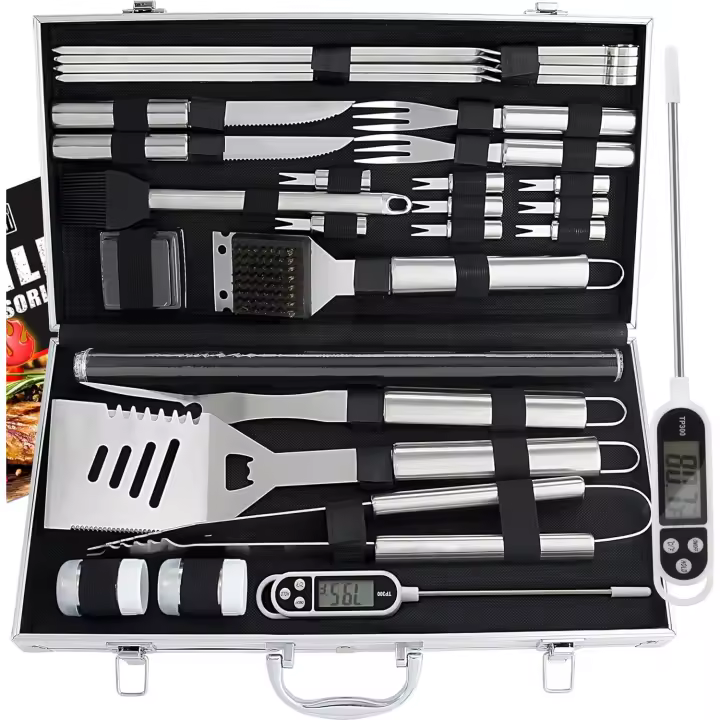 Kit de Barbacoa de 28 piezas Regalo Ideal para Hombres Accesorios de BBQ al Aire Libre y Jardín - 1