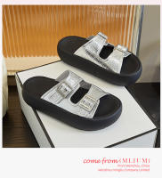 Zapatillas de plataforma nuevas sandalias de hebilla de cinturón retro de arrastre de una y media punta abierta de moda casual versátil - details 20
