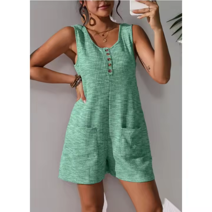 Moda de Primavera-Verano para Mujer 2025 Chaleco Sin Mangas a Rayas en Contraste Informal Pantalones Cortos de Mono Multicolor Opcional - 1