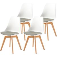 Pack de 4 Sillas Comedor Nórdicas, Sillas de Cocina Nórdicas con Patas de Madera Maciza de Haya, con Respaldo Ergonómico, Asiento Acolchado y Tapizado, Blanco - details 8